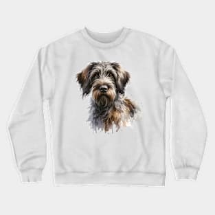 Wirehaired Pointing Griffons Watercolor Painting - Beautiful Dog Crewneck Sweatshirt